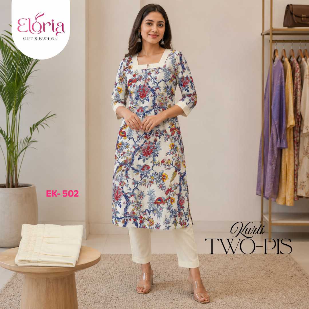 Eloria,Nakshi,Kantha,Floral,Two-Pis,Kurti